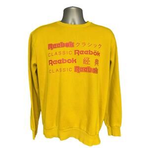 Reebok Classic Yellow International Graphic Pullover Sweatshirt Size L